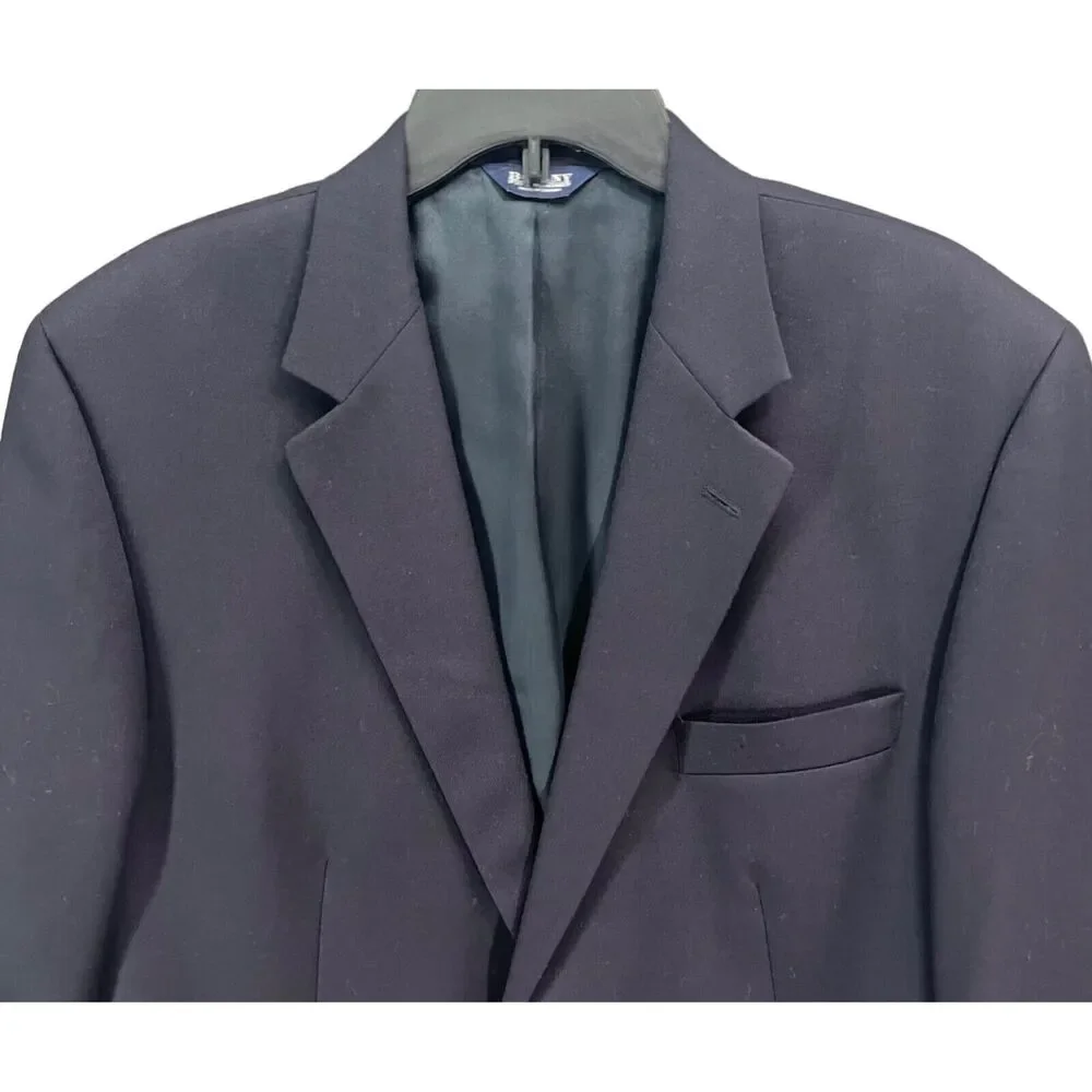 Botany 500 Blazer Jacket Mens 43R Dark Blue Wool Gold Buttons Sport Coat Classic